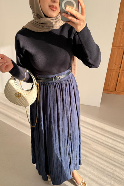 Kemerli Etekli Takım Lacivert