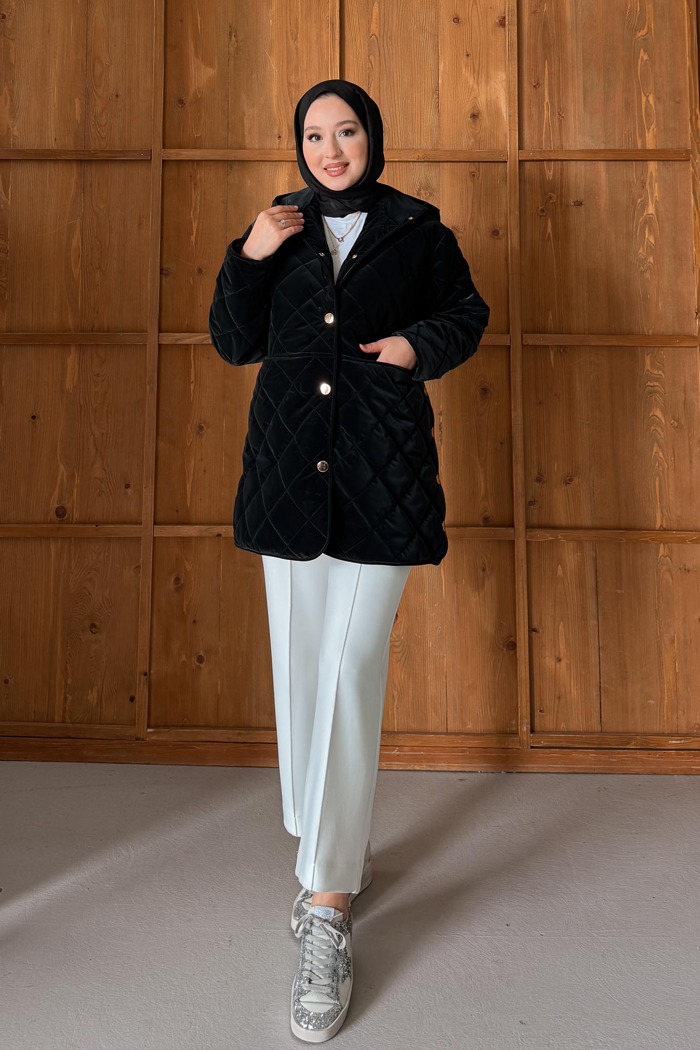 Amour Düğmeli Mont Siyah