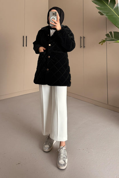 Amour Düğmeli Mont Siyah