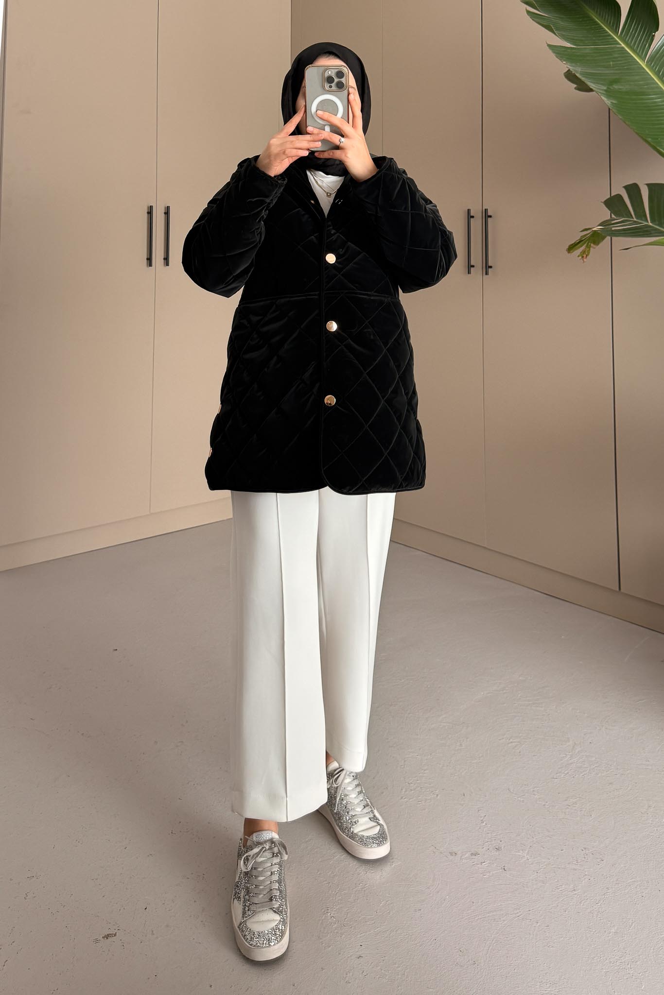 Amour Düğmeli Mont Siyah