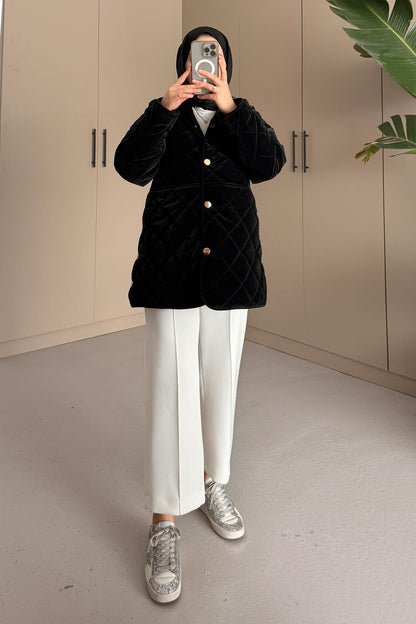 Amour Düğmeli Mont Siyah