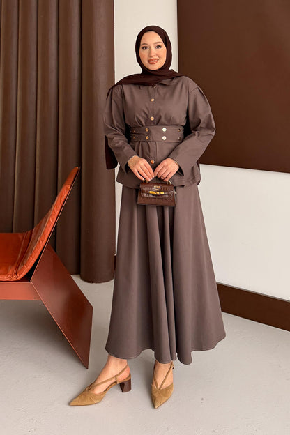 Clara Kot Takım Kahverengi