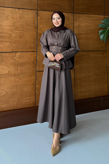 Clara Kot Takım Kahverengi