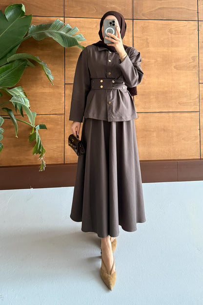 Clara Kot Takım Kahverengi