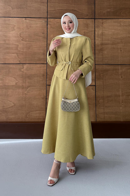 Ajda Pleated Skirt Set Petrol