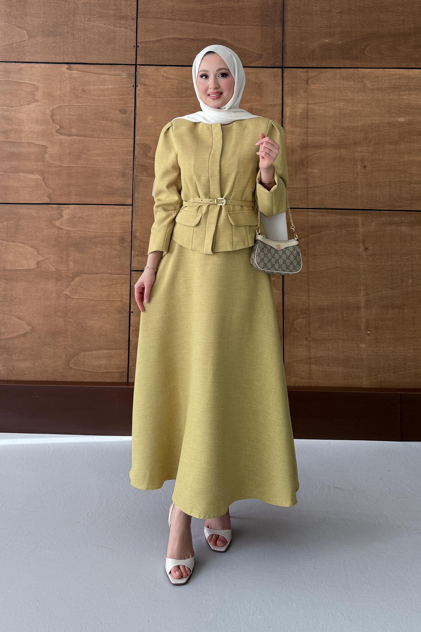 Ajda Pleated Skirt Set Petrol