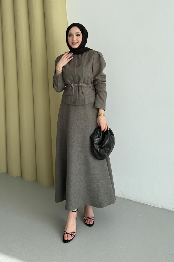 Ajda Pleated Skirt Set Petrol