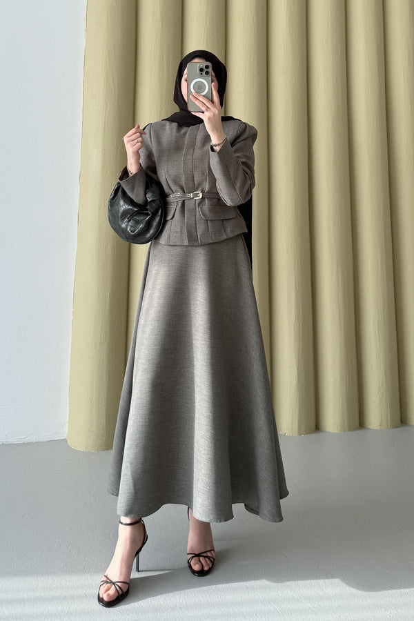 Ajda Pleated Skirt Set Petrol