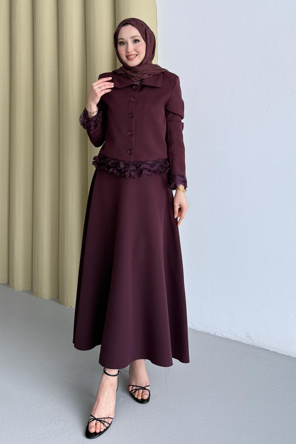Ajda Pleated Skirt Set Petrol