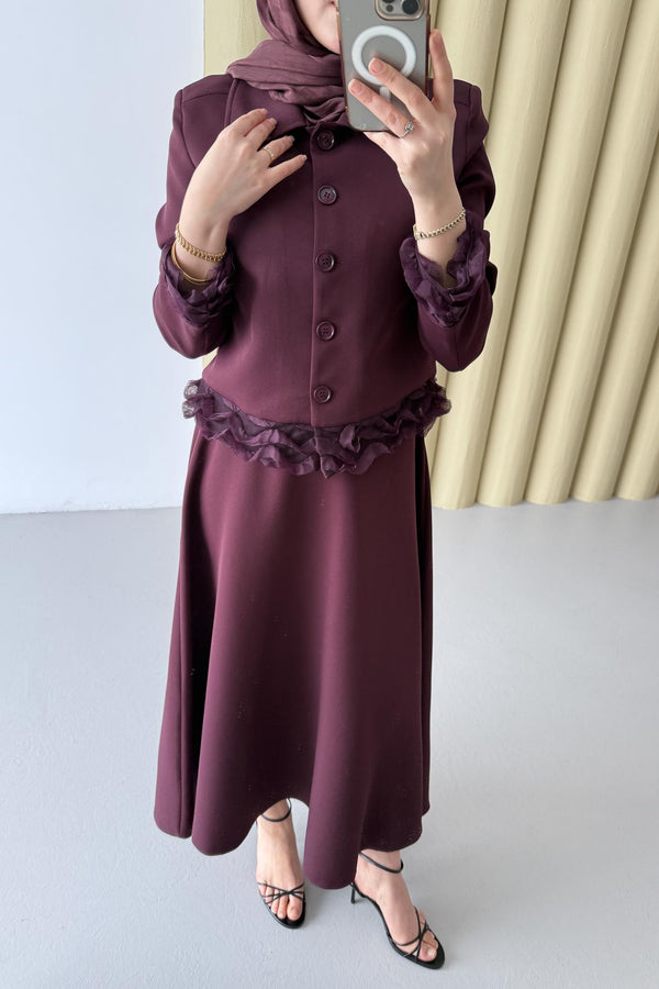 Ajda Pleated Skirt Set Petrol