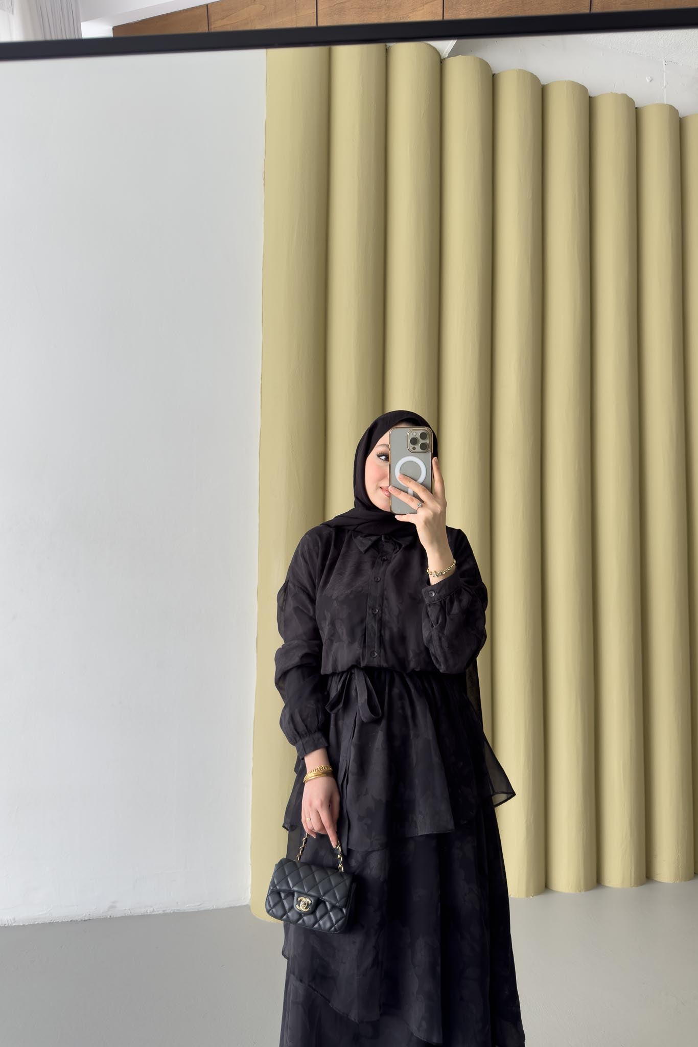 Nil Katlı Elbise Siyah