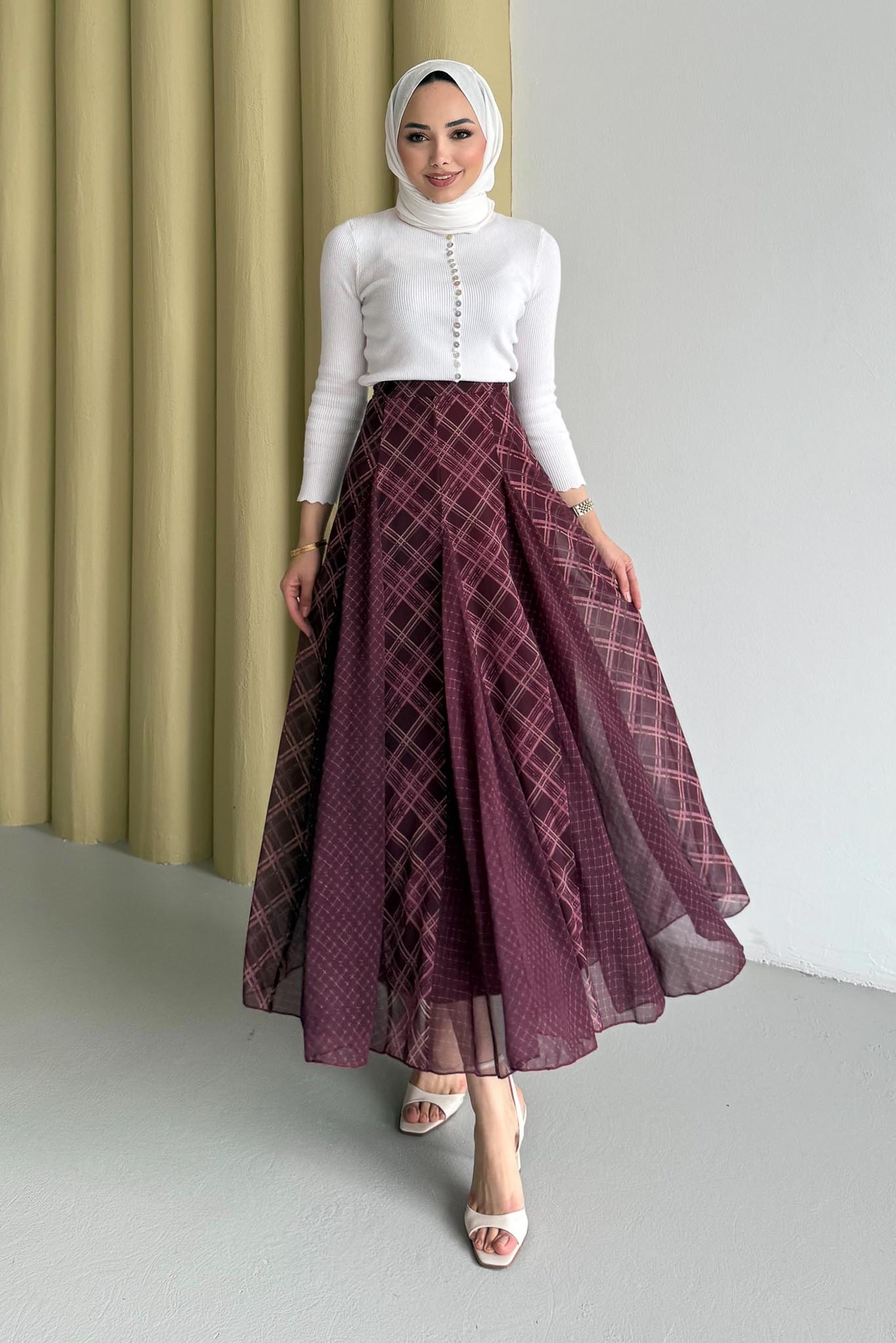 Tied Linen Skirt Beige