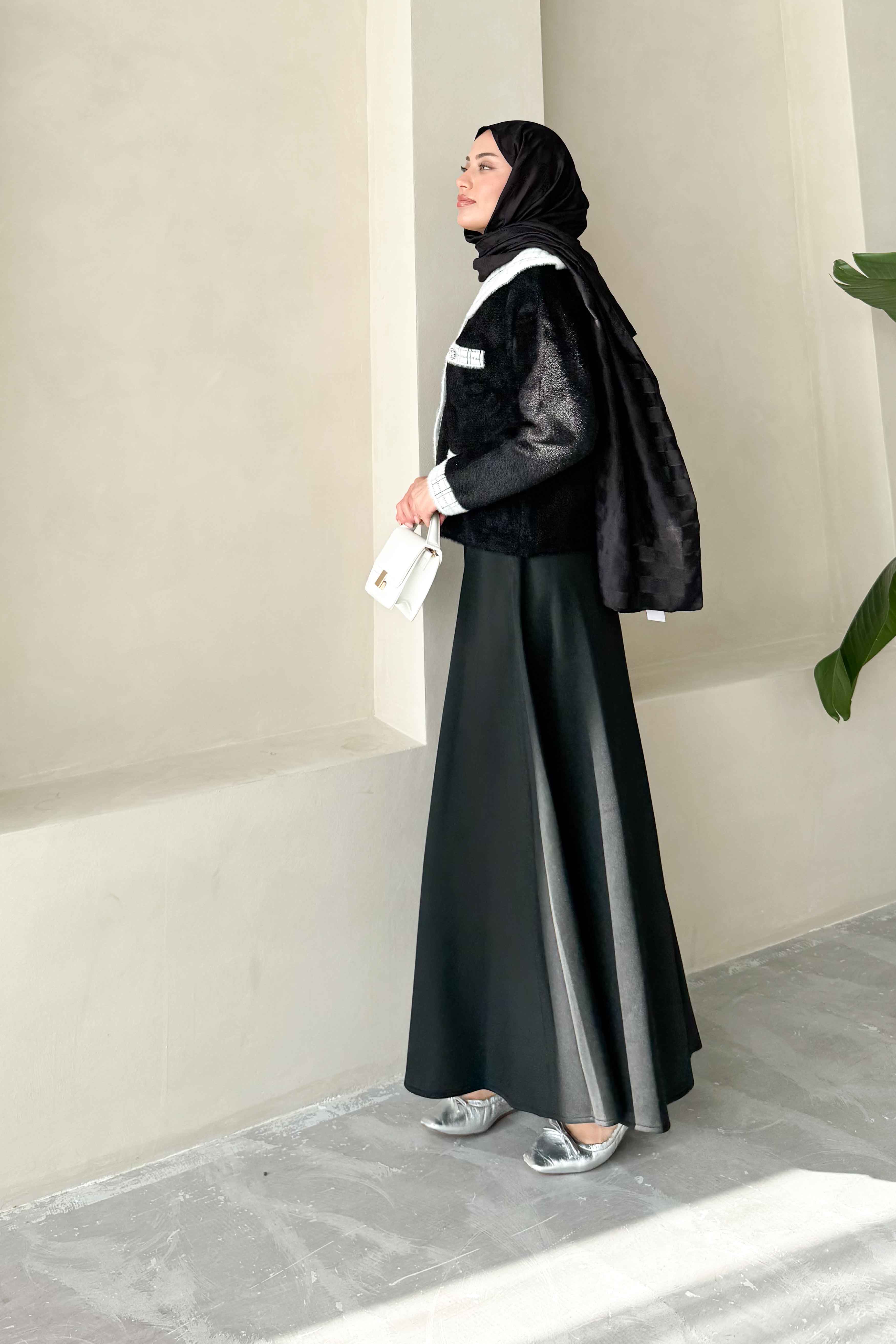 Bebe Yaka Angora Hırka Siyah