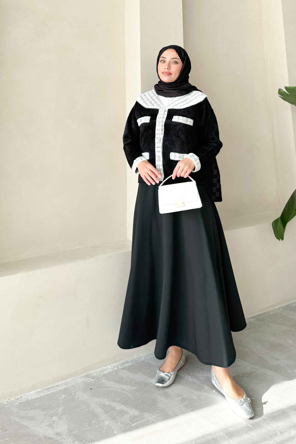 Bebe Yaka Angora Hırka Siyah