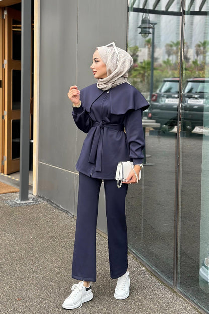 Dena Rose Detailed Suit Gray