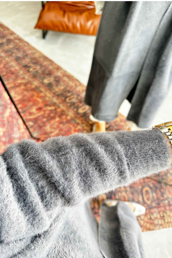 Blenda Angora Hırka Gri