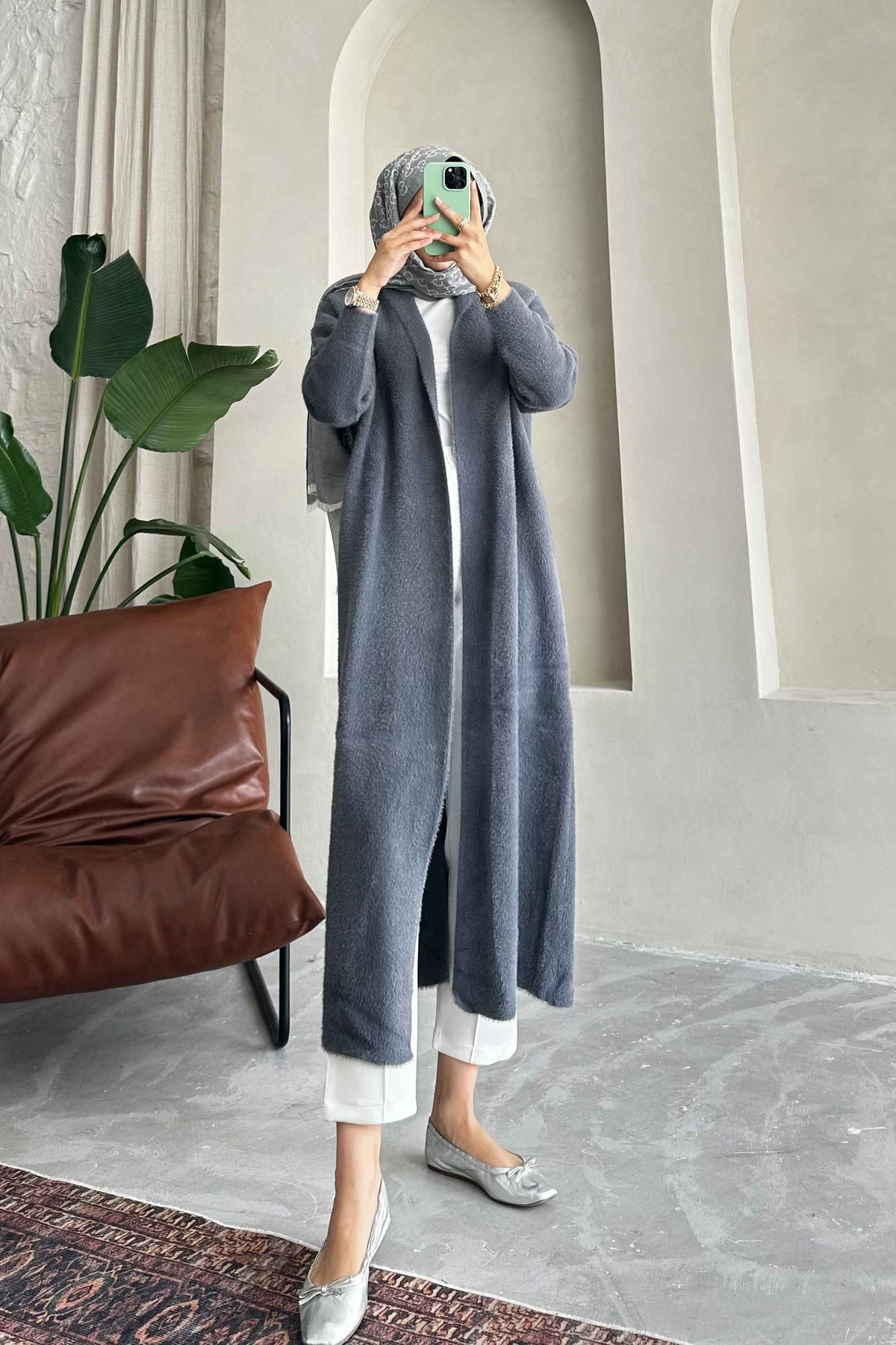 Blenda Angora Hırka Gri