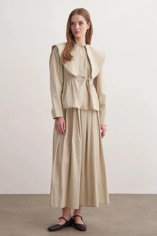 Carlo Fisto Yakalı Takım Bej