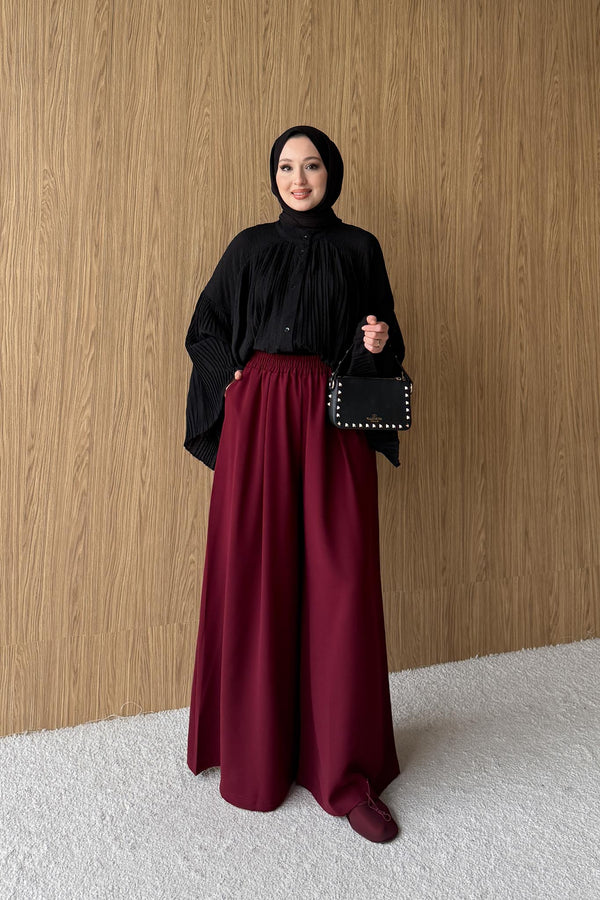 Krep Pantolon Bordo