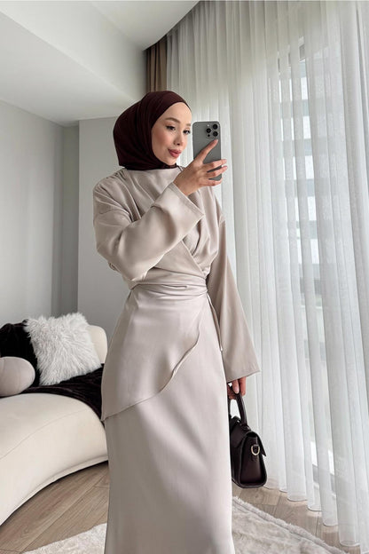 Woven Tweed Skirt Suit Navy Blue