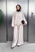 Fermuarlı Oversize Takım Bej