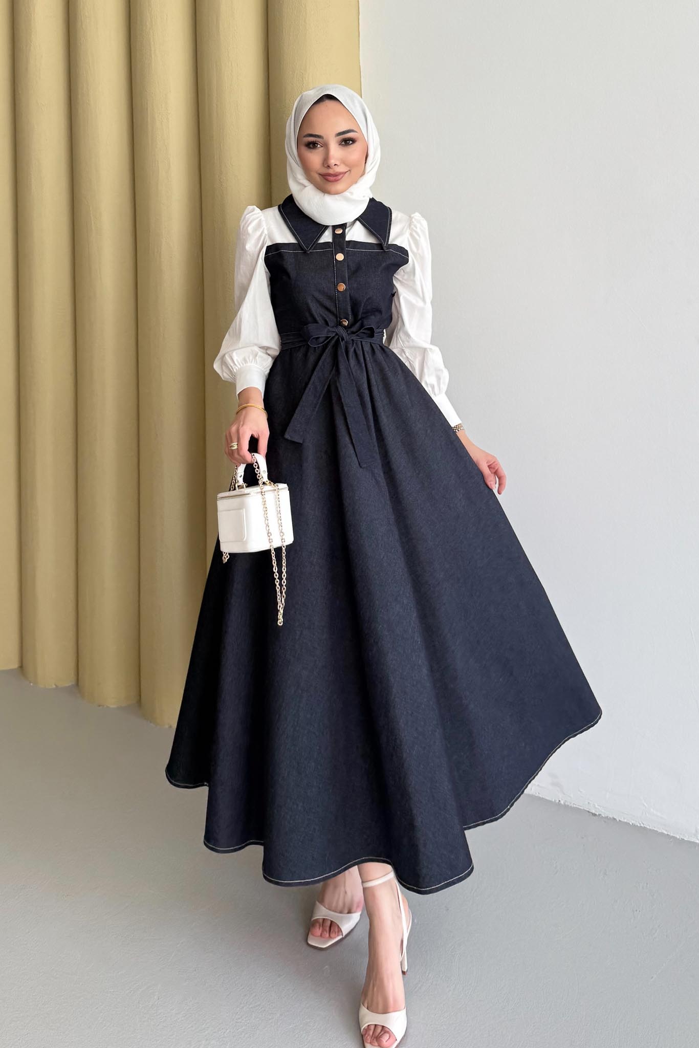 Pamelya Kot Elbise Lacivert