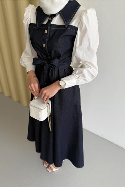 Pamelya Kot Elbise Lacivert