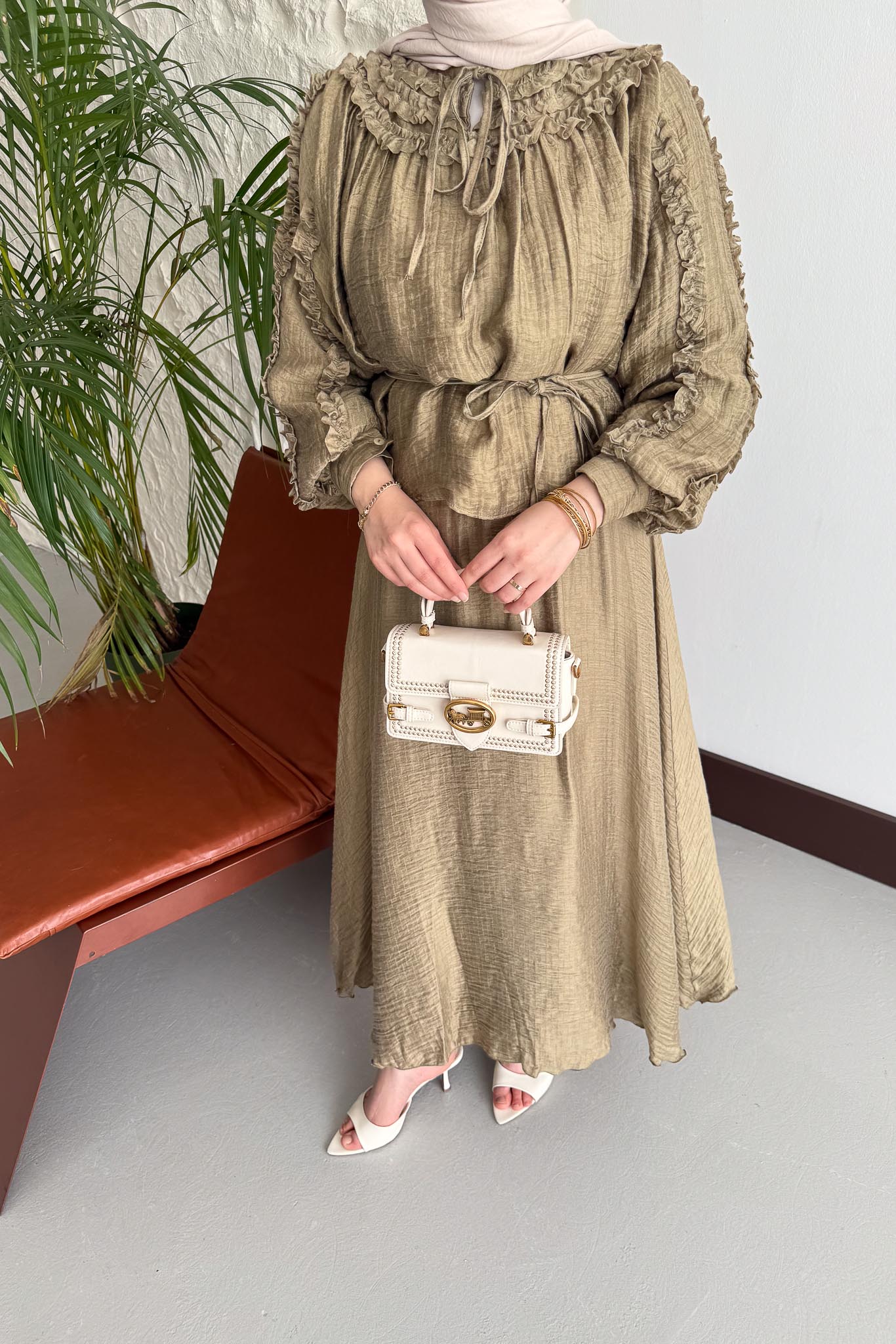Ajda Pleated Skirt Set Petrol