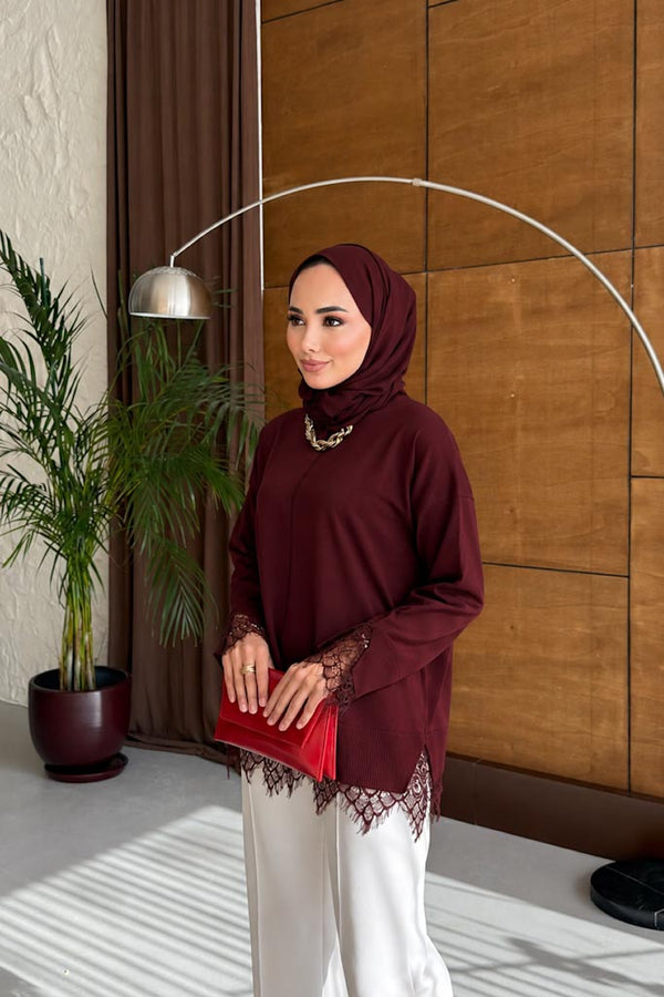 Dantelli Tunik Bordo