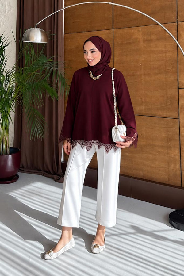 Dantelli Tunik Bordo