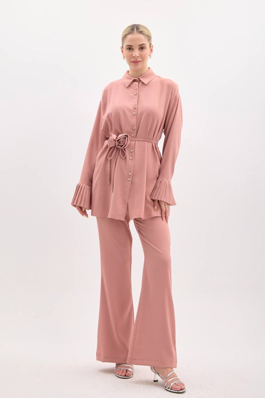 Taş Düğmeli Takım Pudra