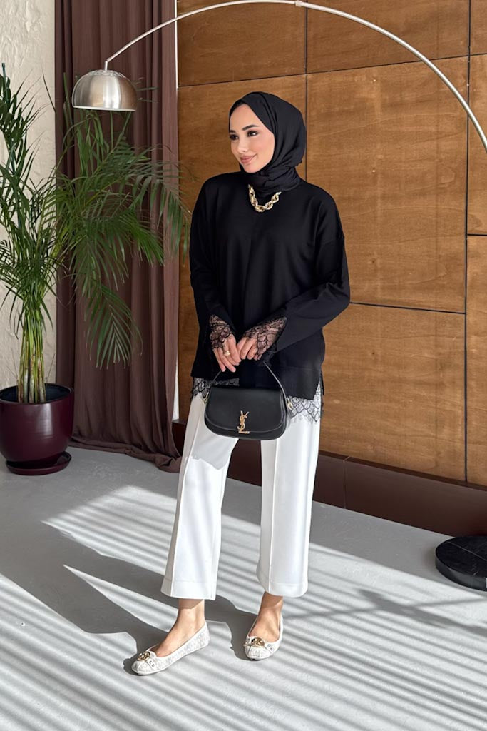 Dantelli Tunik Siyah