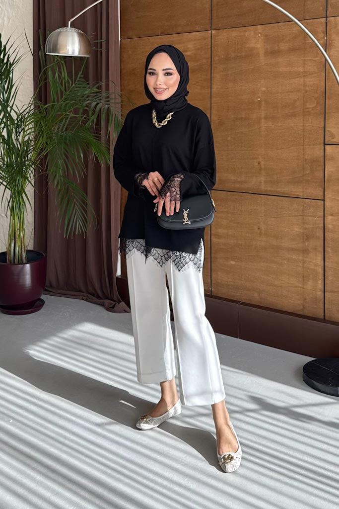 Dantelli Tunik Siyah