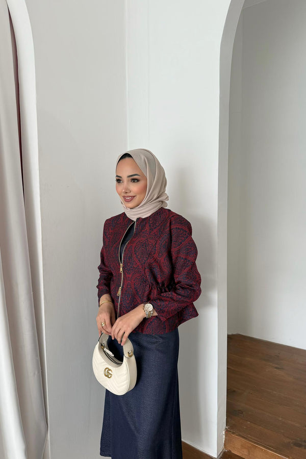Woven Tweed Skirt Suit Navy Blue