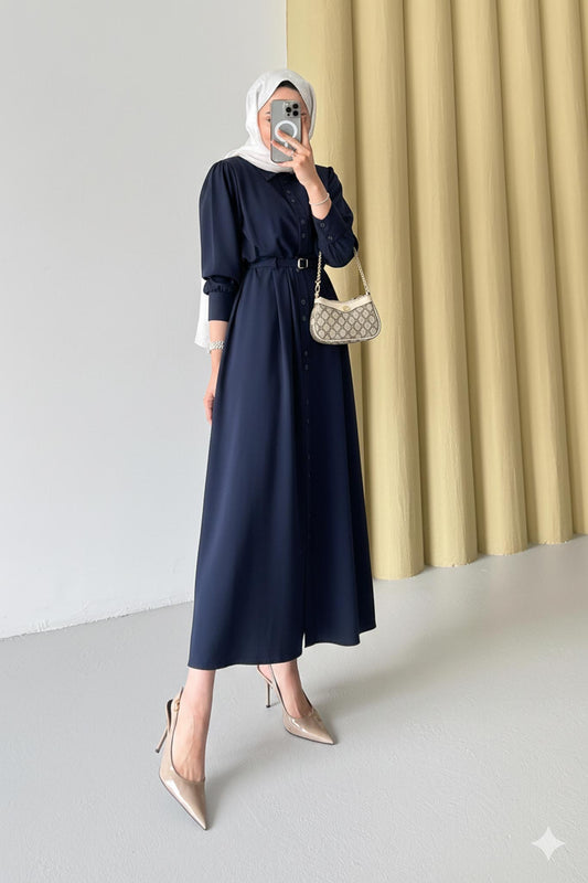 Jorge Kemerli Elbise Lacivert