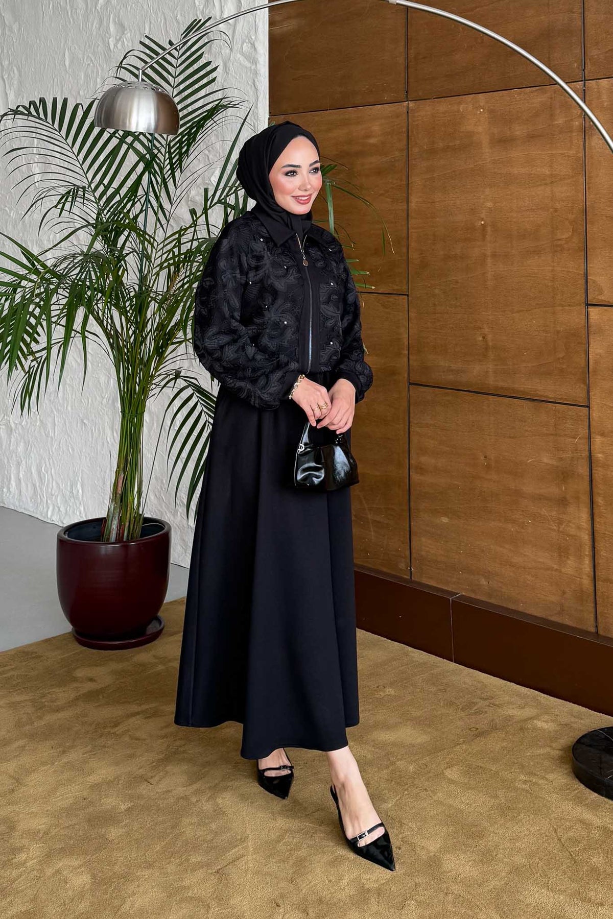 Liora Güpür Tasarım Takım Siyah
