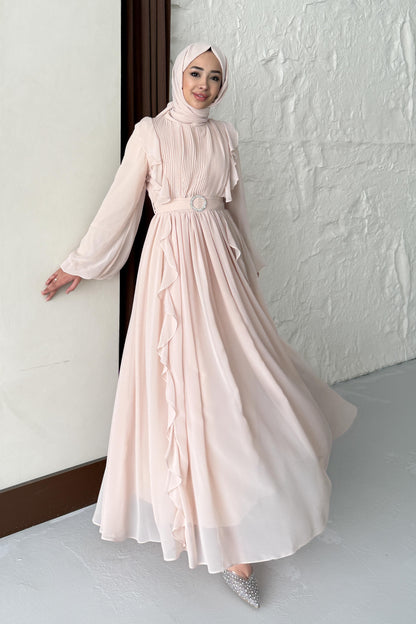 Fairy Diamond Evening Dress Beige