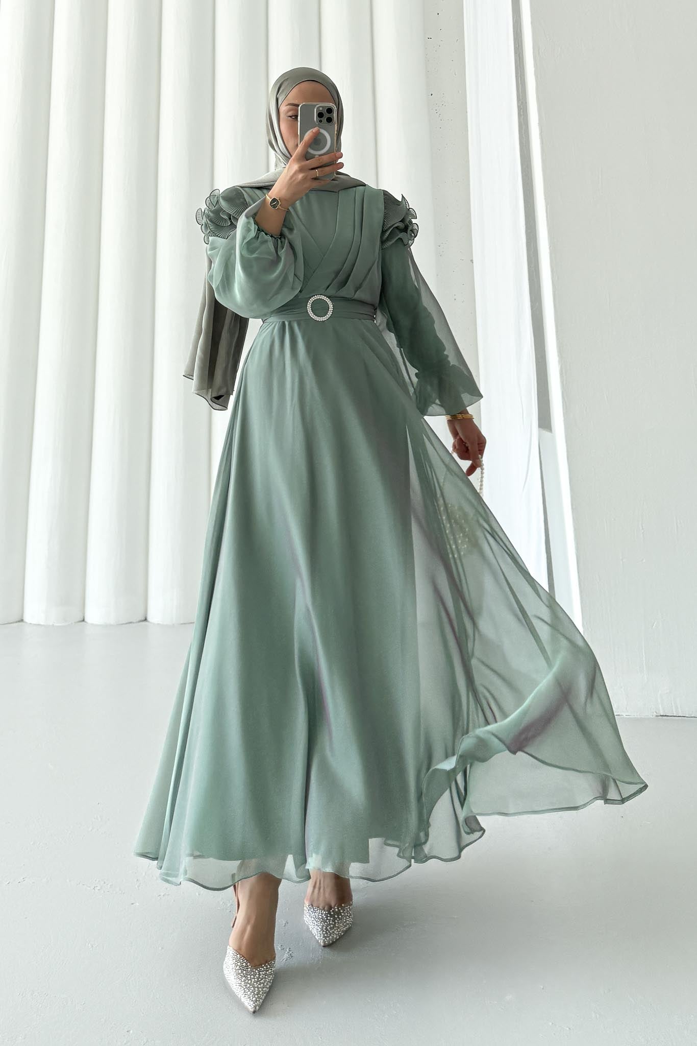 Fairy Diamond Evening Dress Beige