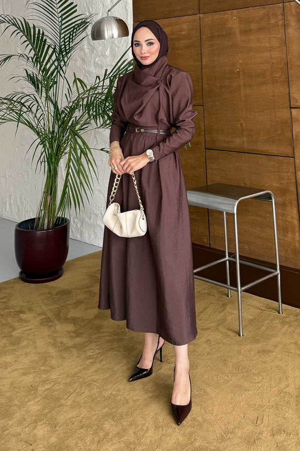 Nilda Kemerli Takım Kahverengi
