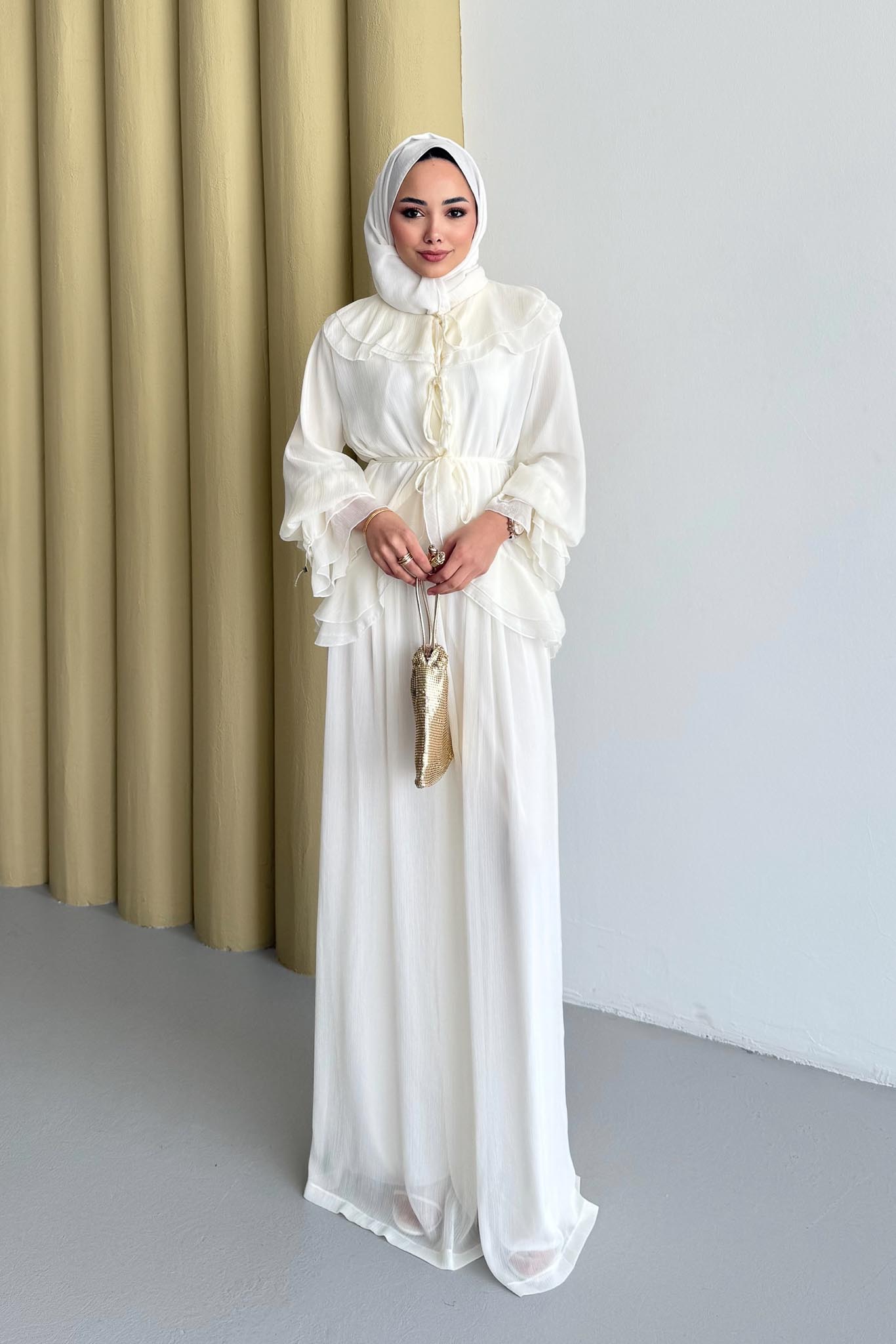 Nora Şifon Takım Ekru(Ön Sipariş)