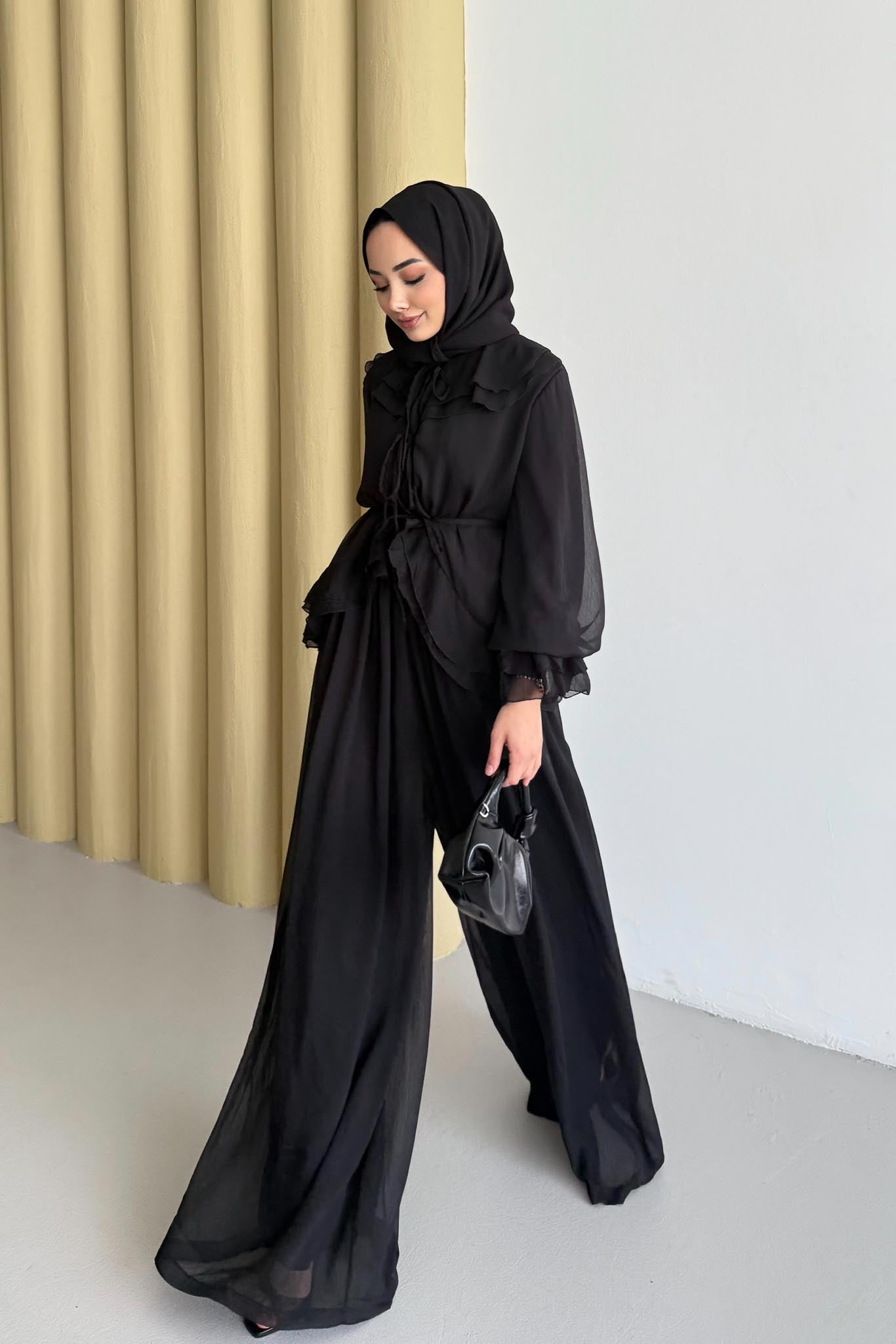 Nora Şifon Takım Siyah(Ön Sipariş)