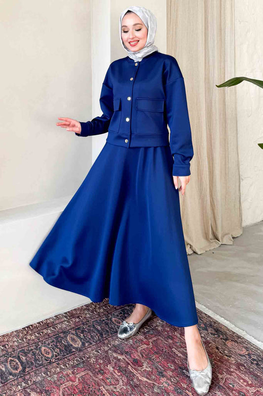 Afra Asymmetric Suit Indigo