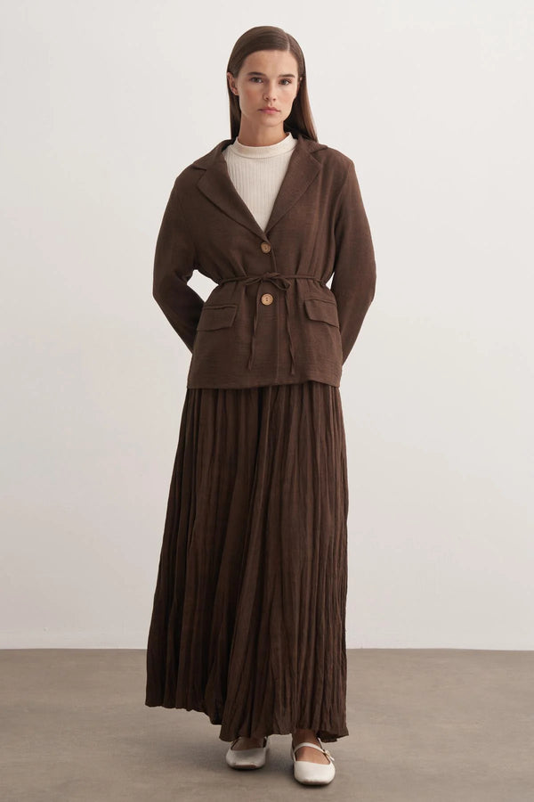 Seyran Pleated Dress Beige
