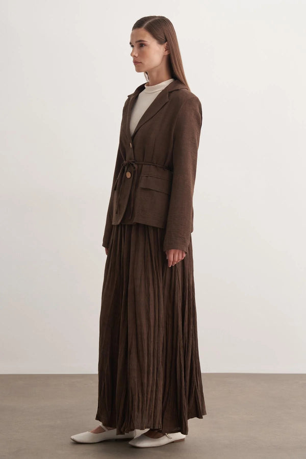 Seyran Pleated Dress Beige