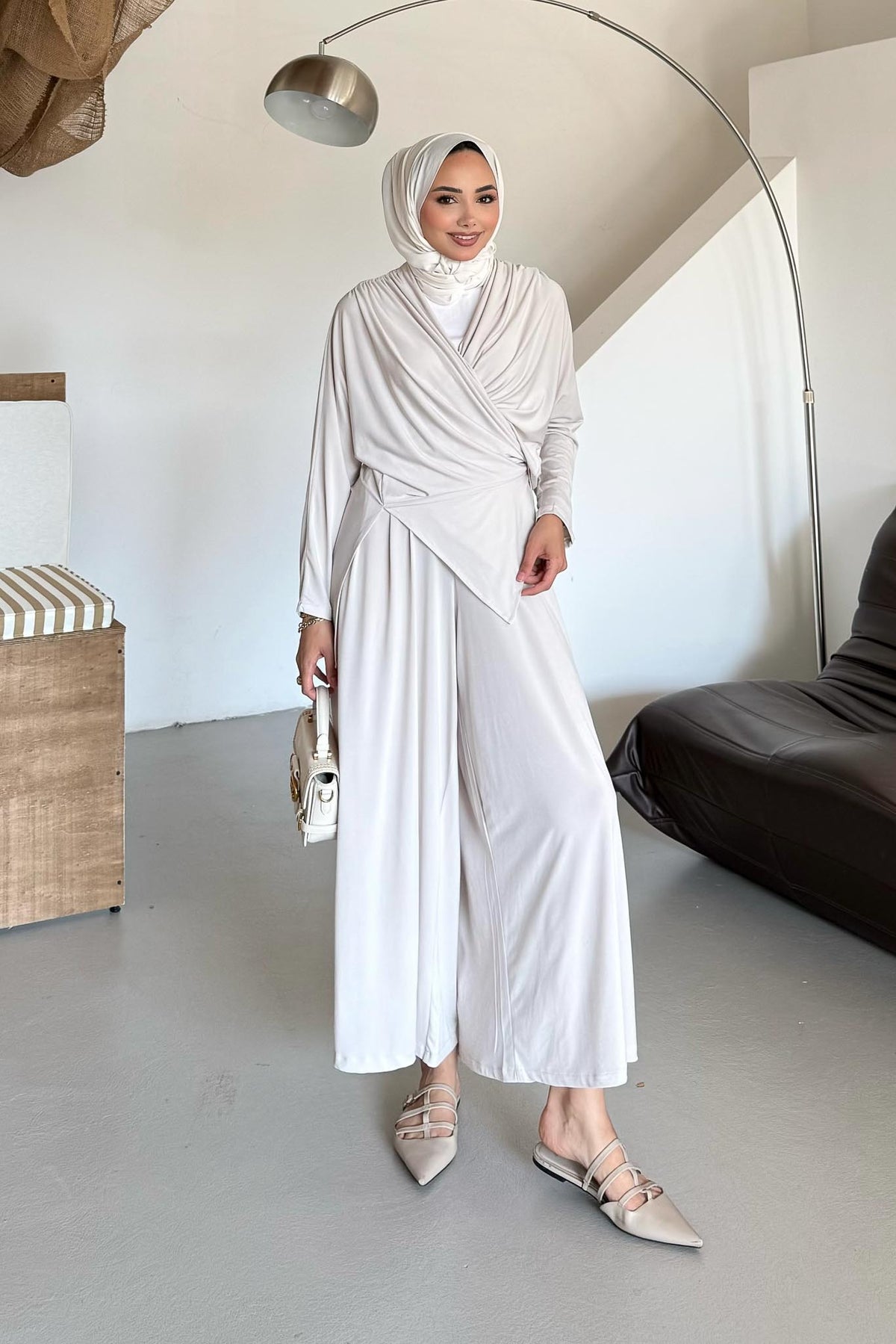 Seyran Pleated Dress Beige