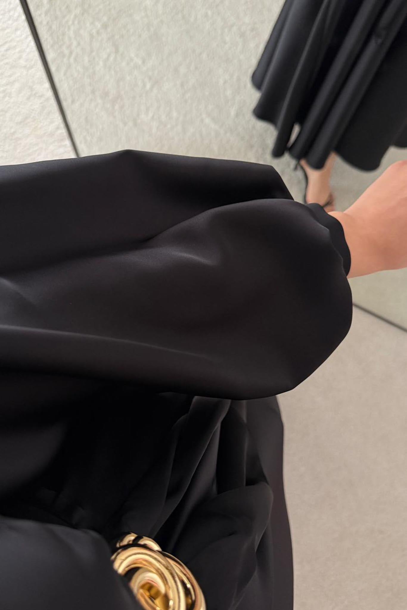 Şura Broş Saten Abiye Siyah