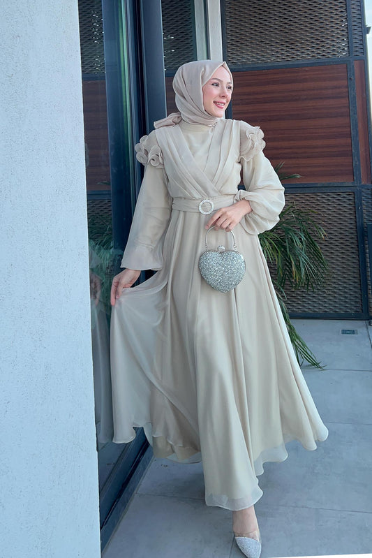 Fairy Diamond Evening Dress Beige