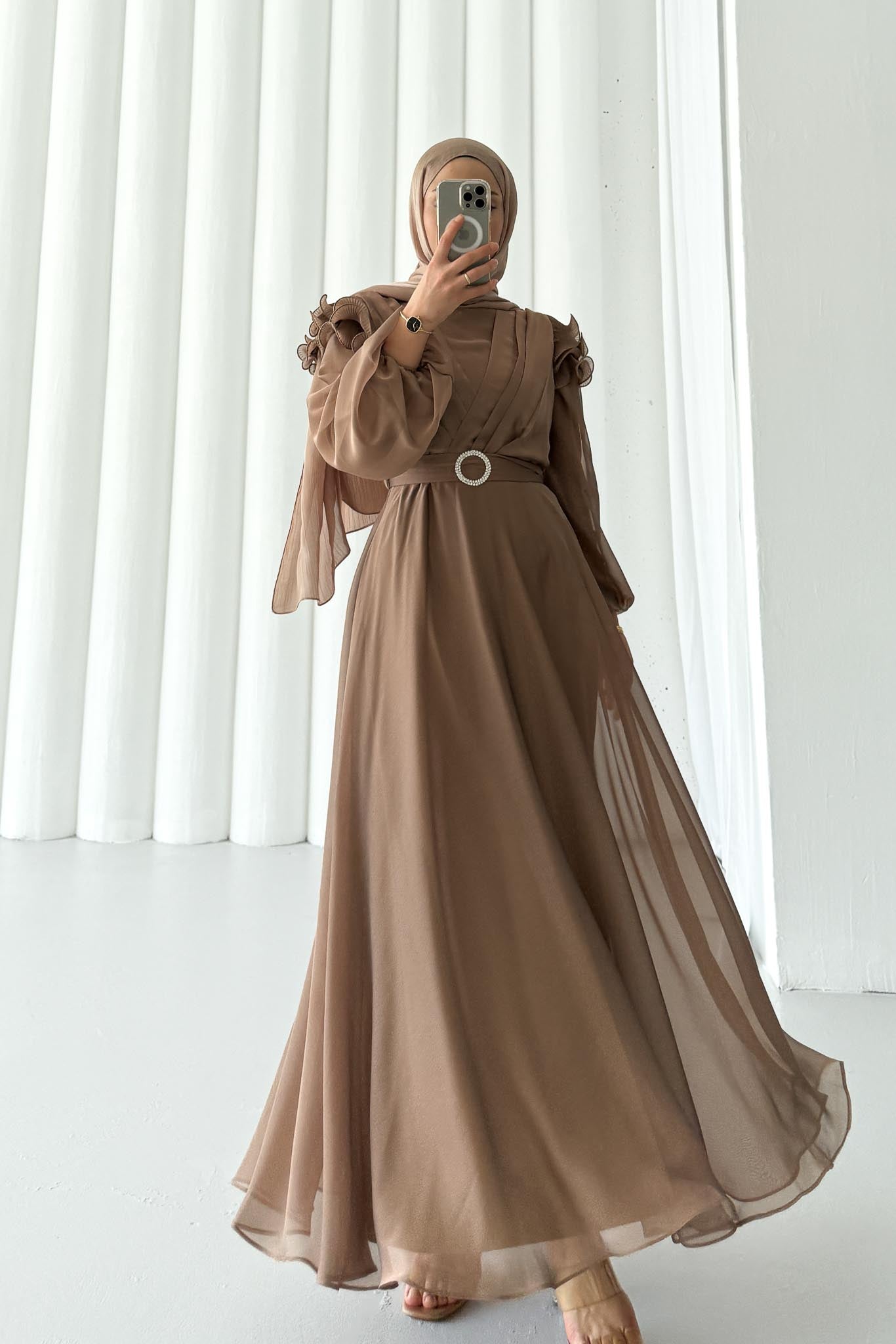 Fairy Diamond Evening Dress Beige