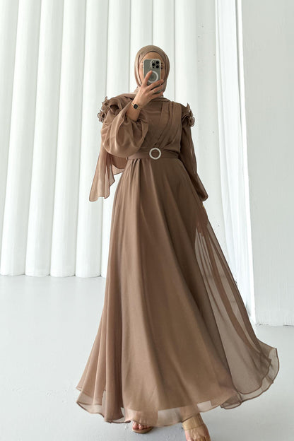 Fairy Diamond Evening Dress Beige