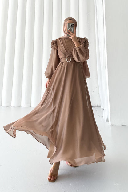 Fairy Diamond Evening Dress Beige
